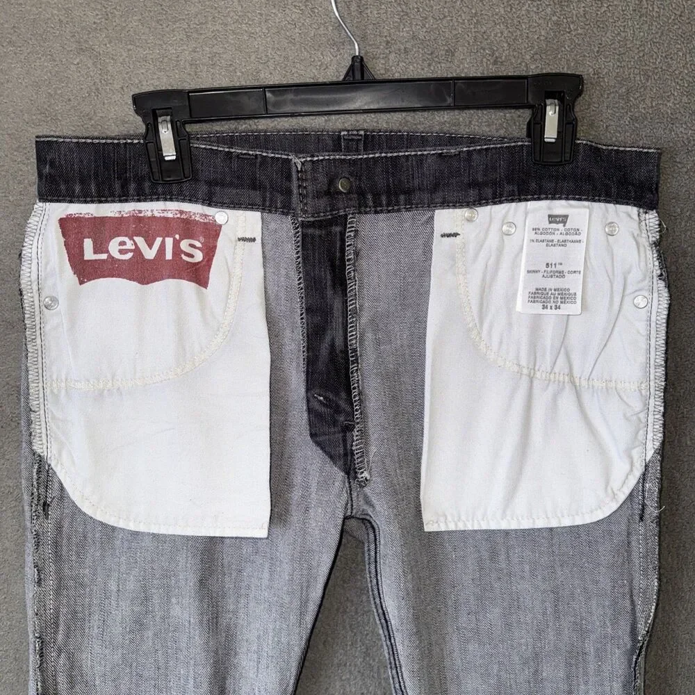 Levi's 511 Slim Jeans Mens 32x34 Fits 32 Waist Grey Stretch Cotton Denim Pants - Picture 12 of 13
